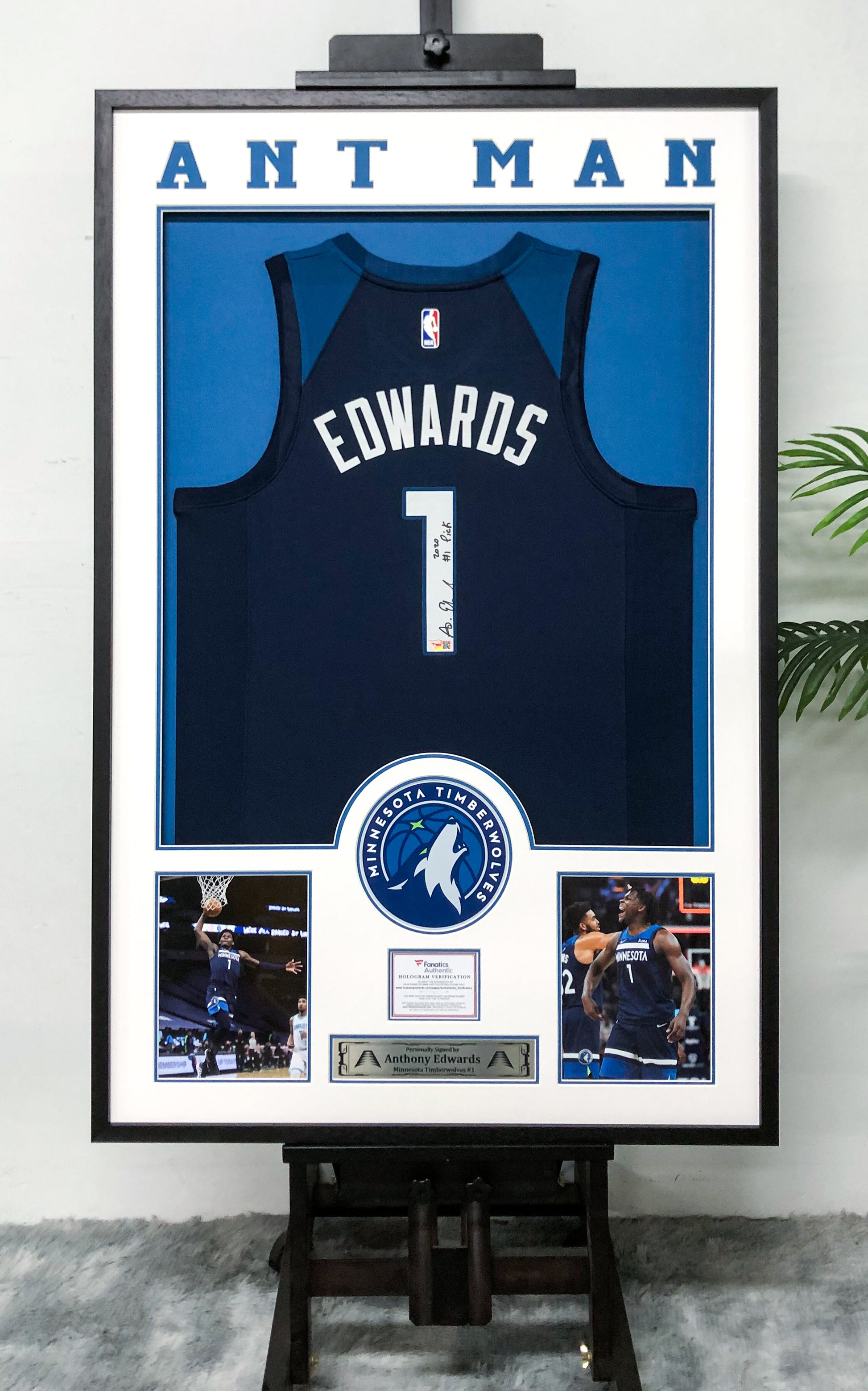 Edwards Minnesota Timberwolves Autographed Custom Framed Jersey