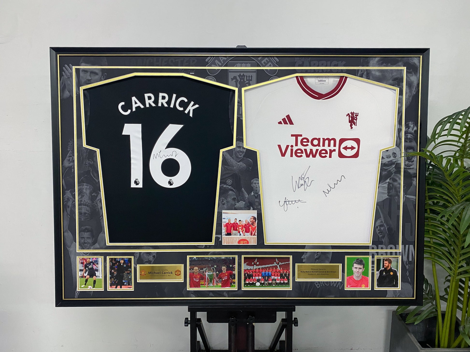 Michael Carrick Manchester United Dual Autographed Jerseys Framing