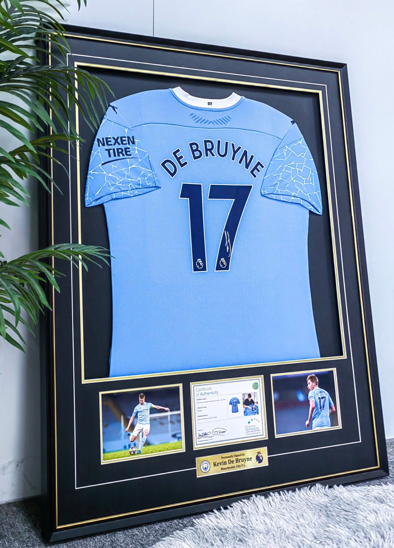 De Bruyne Manchester City FC Autographed Custom Framed Jersey