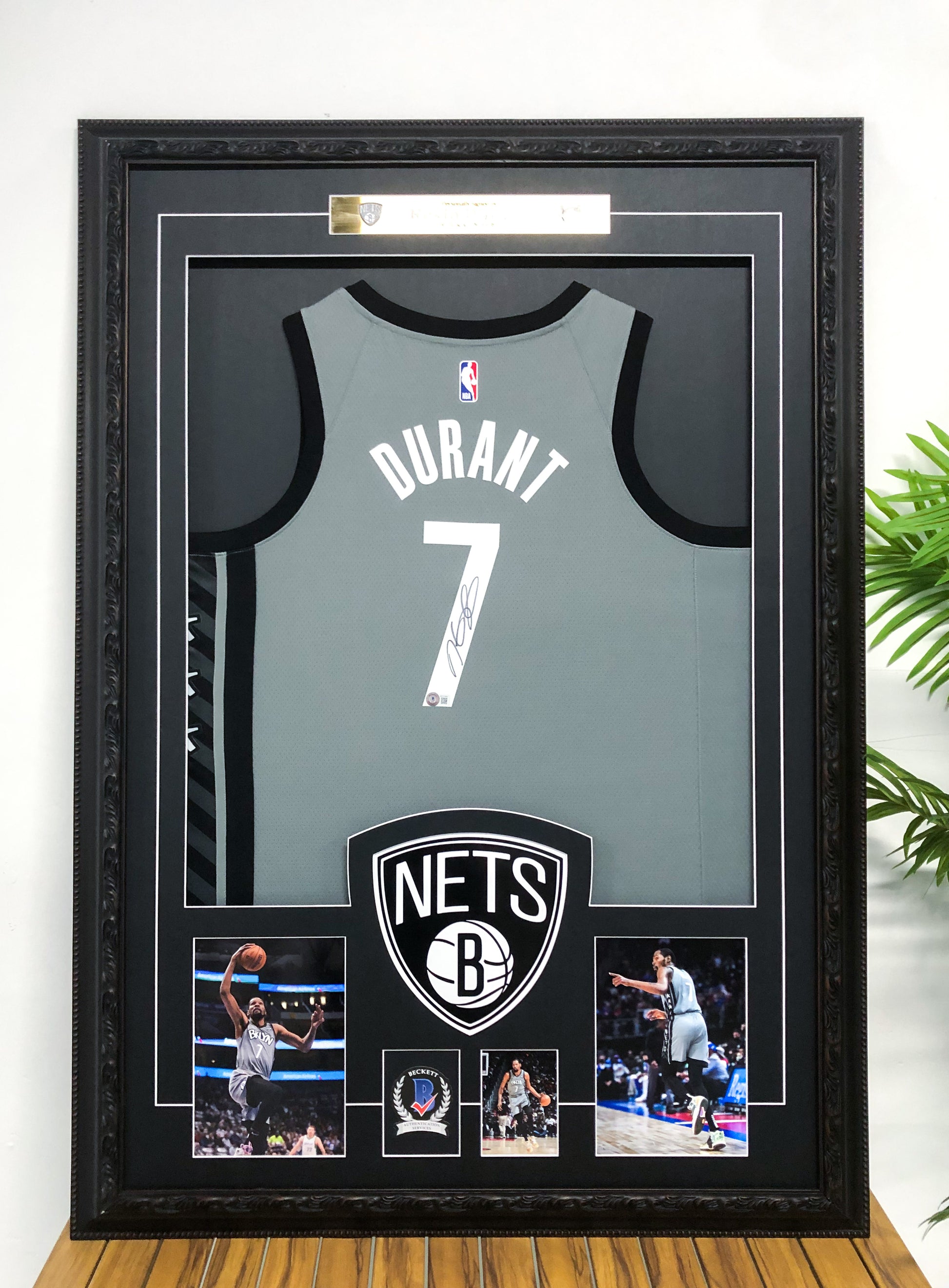 Kevin Durant Brooklyn Nets Autographed Custom Framed Jersey