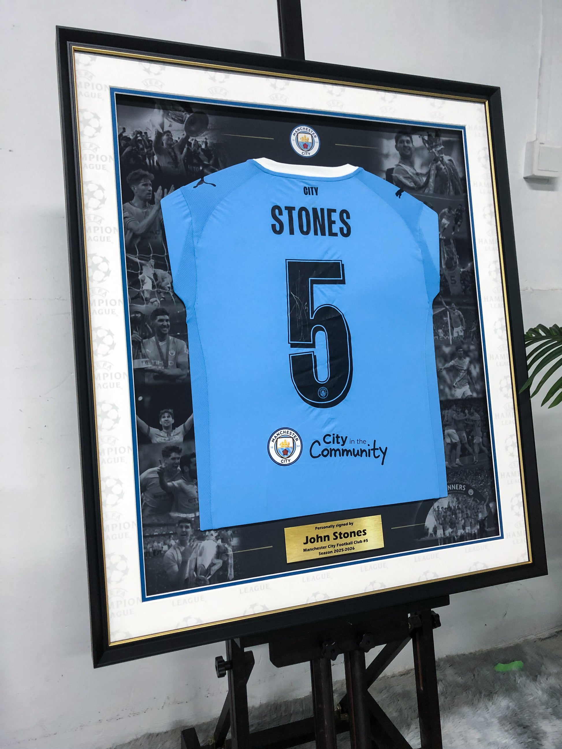 John Stones Manchester City Football Club Jersey Custom Framing