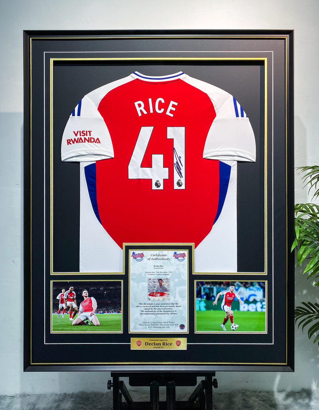 Declan Rice Signed Arsenal Jersey Custom Framed