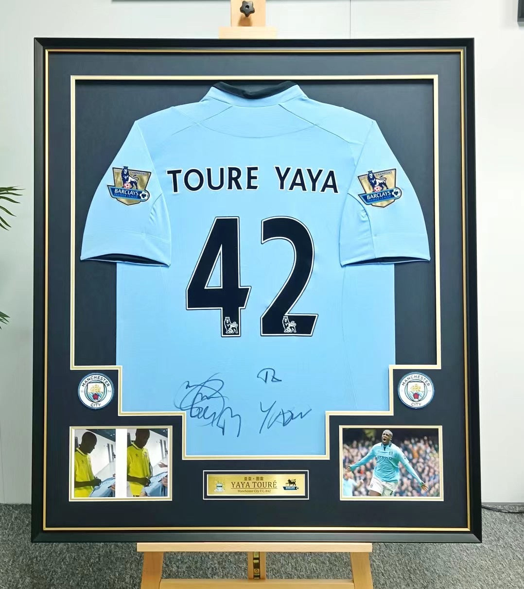 Yaya Toure Manchester City Autographed Framed Jersey