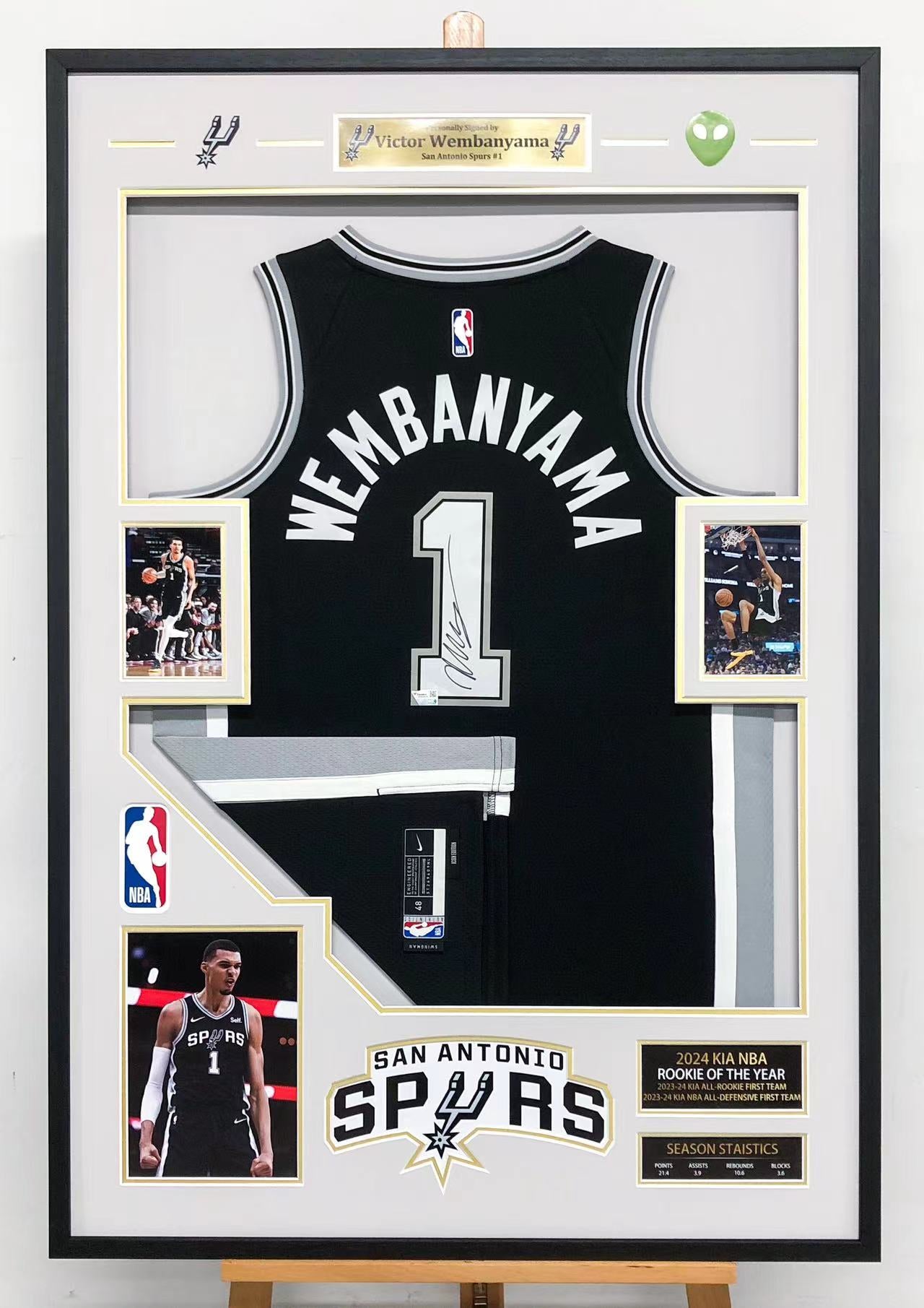 Wembanyama San Antonio Spurs Autographed Custom Framed Jersey