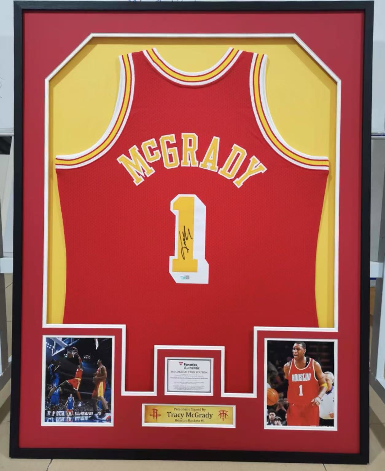 Houston Rockets Tracy McGrady Autographed Jersey with Standard Design Framed 000011