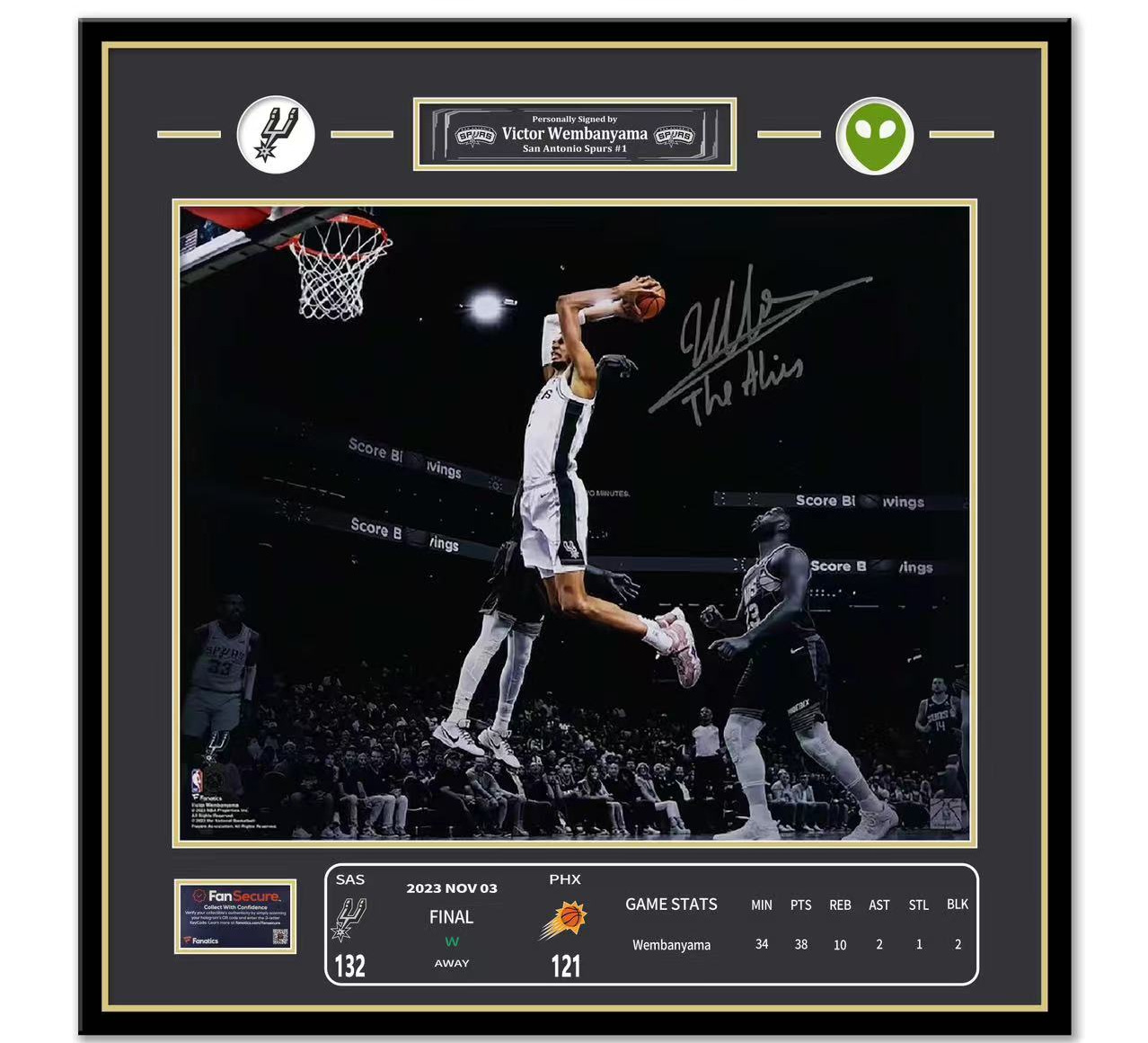 Wembanyama San Antonio Spurs Custom Framed Autographed Poster
