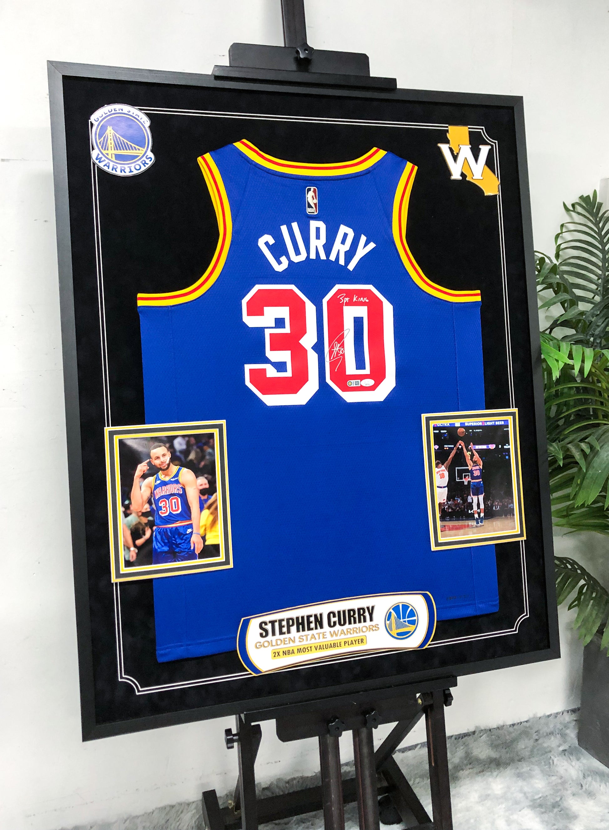 Stephen Curry, Golden State Warriors, Autographed Jersey Framed