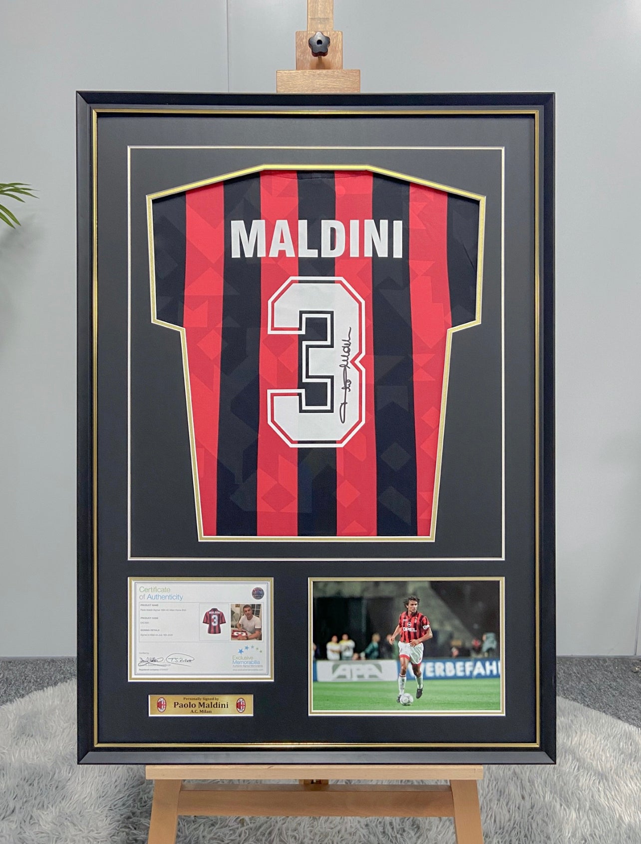 Paolo Maldini AC Milan Autographed Custom Framed Jersey