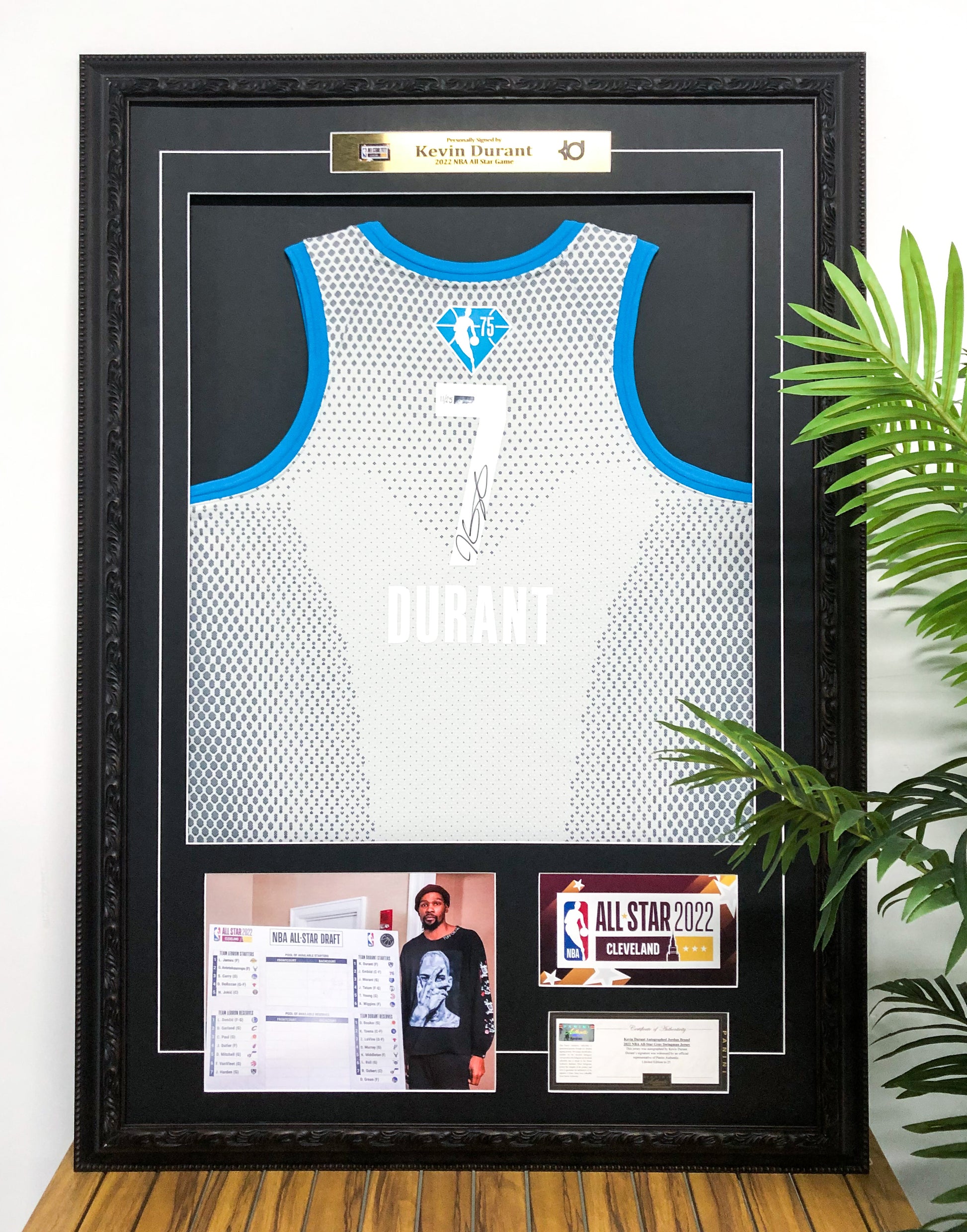 Kevin Durant All Star Autographed Custom Framed Jersey