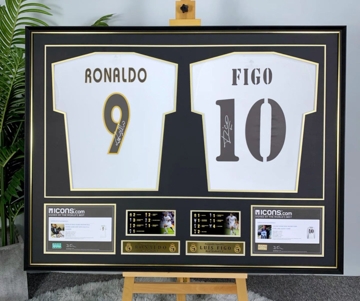 Cristiano Ronaldo Luis Figo Real Madrid Autographed Jersey Jersey Framing