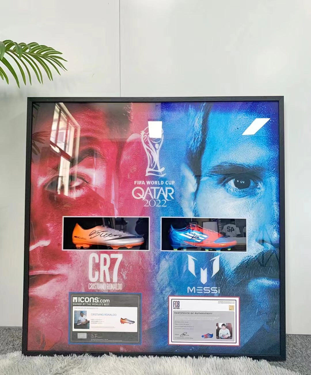 Lionel Messi & Cristiano Ronaldo Signed Sneakers Custom Framing