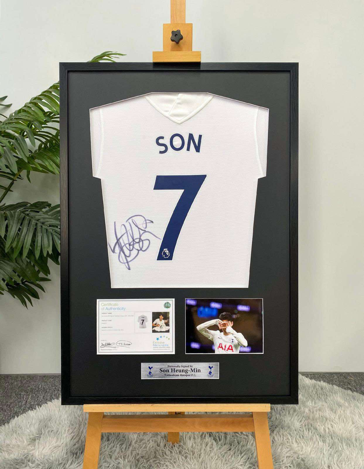 Son Heung-Min Tottenham Hotspur Autographed Jersey Framed