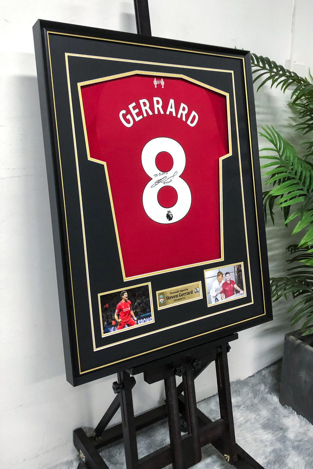 Steven Gerrard Liverpool FC Autographed Custom Framed Jersey