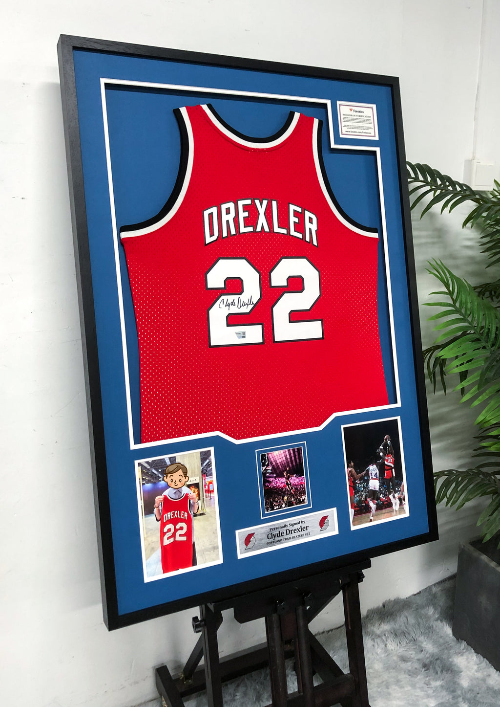 Clyde Drexler Portland Trail Blazers Autographed Standard Framed Jersey