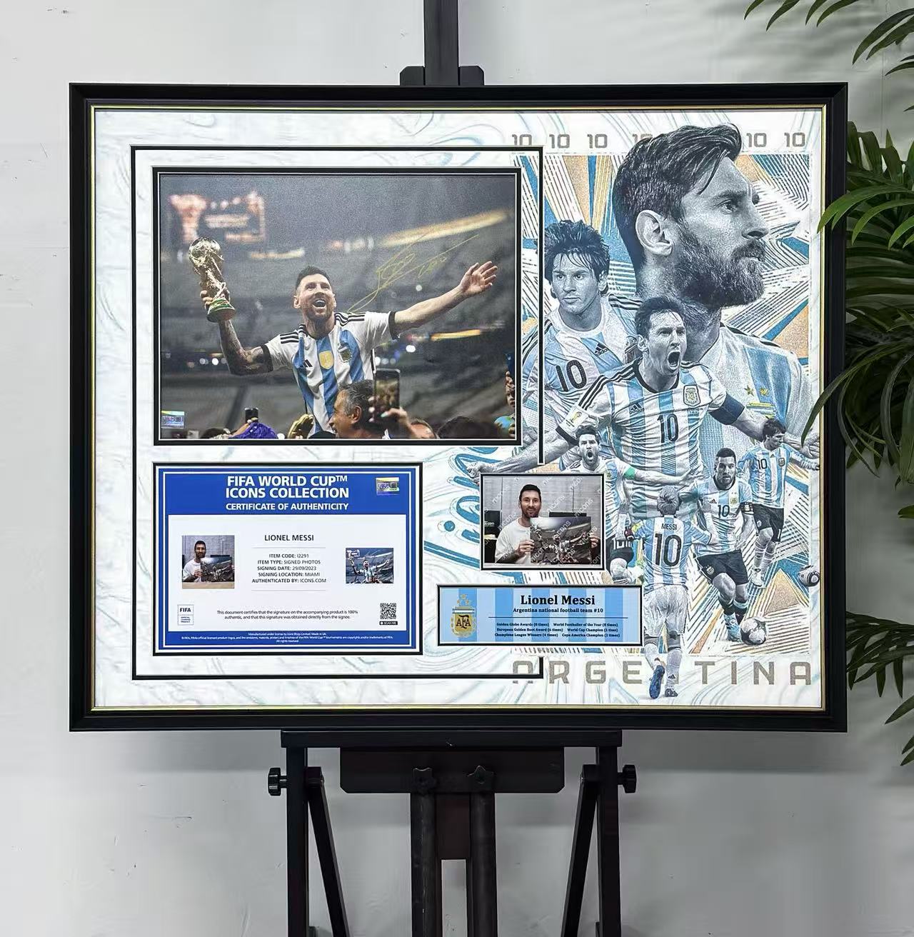 Lionel Messi Argentina Autographed Custom Framed Poster