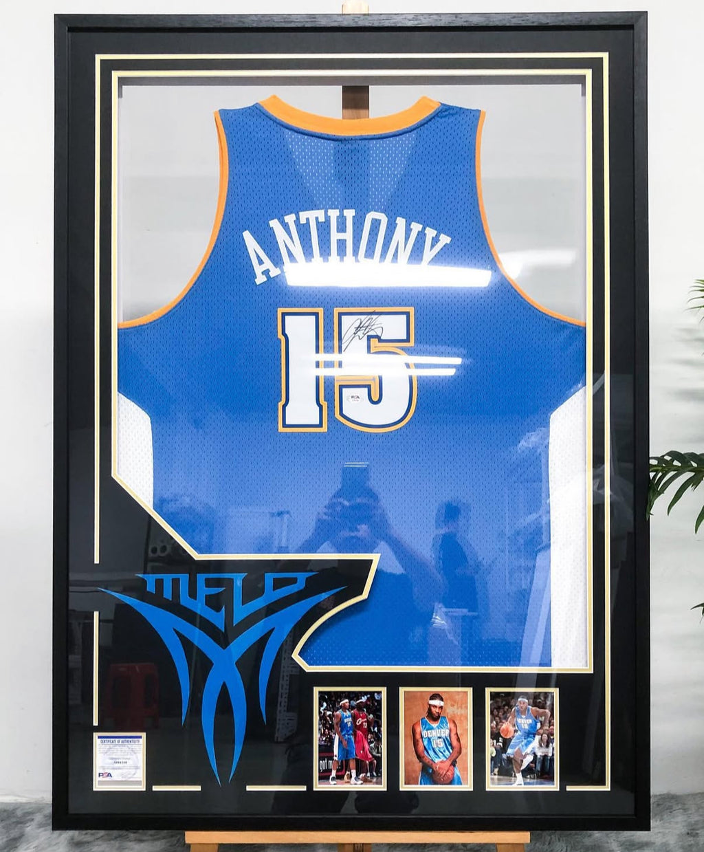 Denver Nuggets Carmelo Anthony Autographed Jersey with Personalized Custom Design Framed 00006