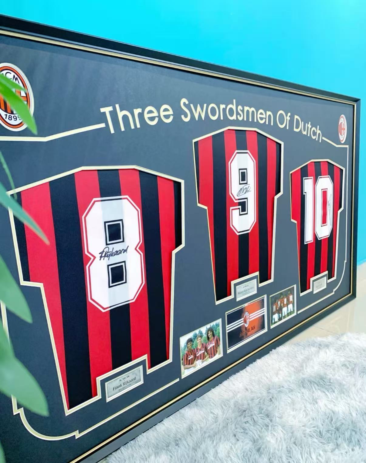 Frank Rijkaard & Marco Van Basten & Ruud Gullit Combined Autographed Framed Jersey