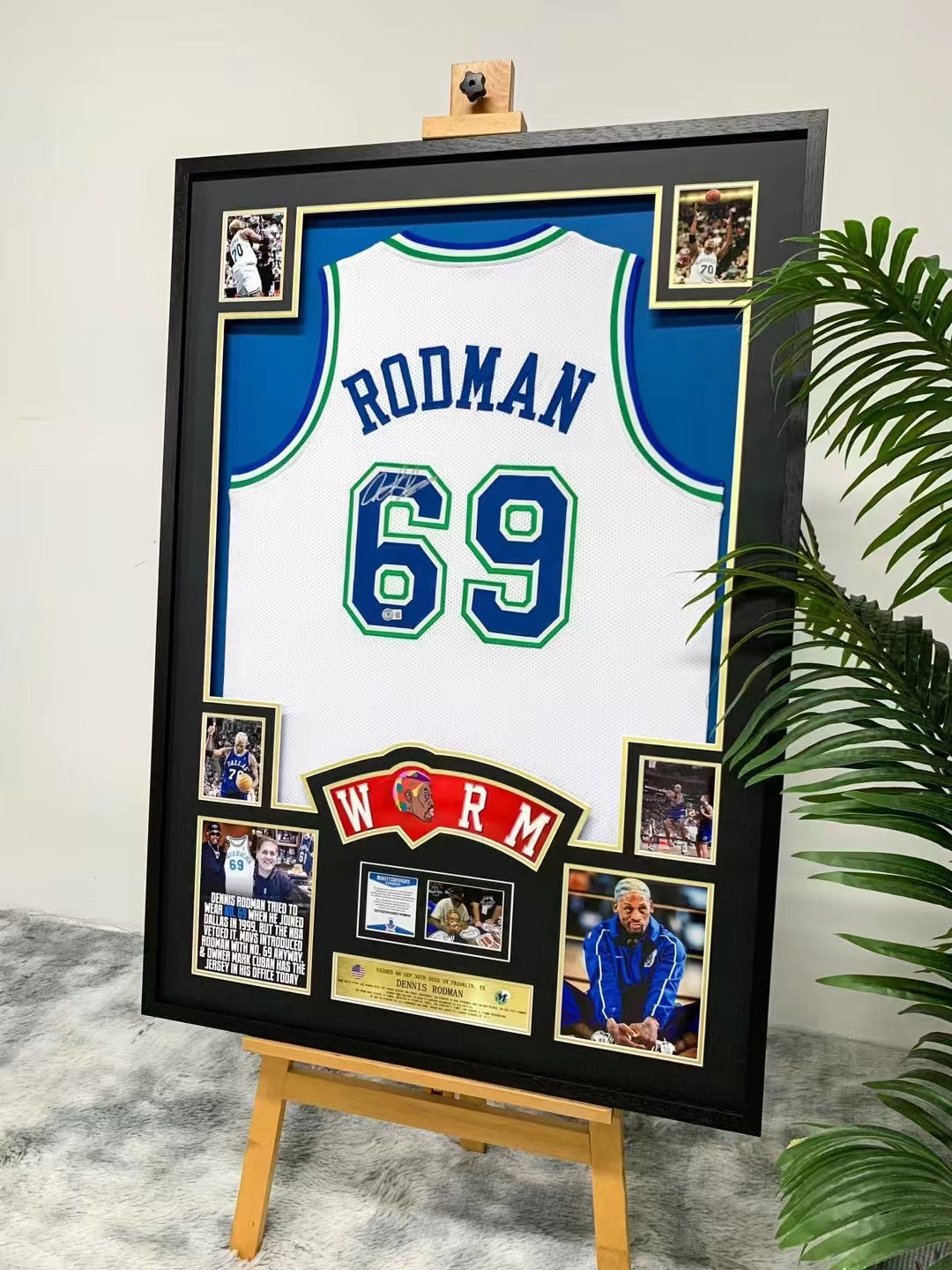 Dennis Rodman Dallas Mavericks Signed Jersey Framing