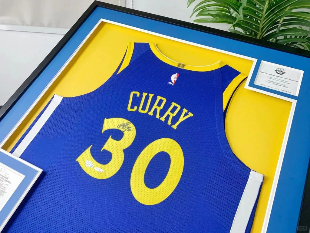 Golden State Warriors Stephen Curry Autographed Jersey with Personalized Custom Design Framed 000020