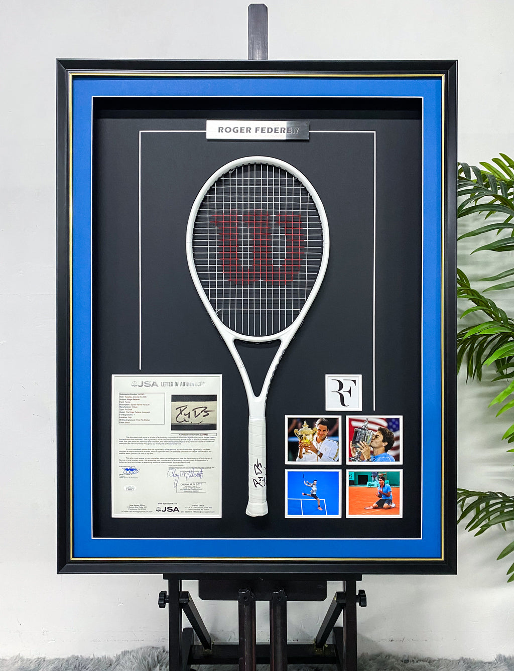 Roger Federer Signed Tennis Racket Framing | Bespoke Autograph Memorabilia Display