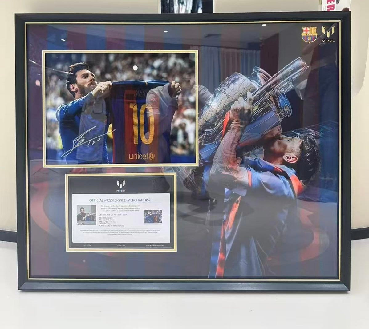 Lionel Messi FC Barcelona Autographed Custom Framed Poster
