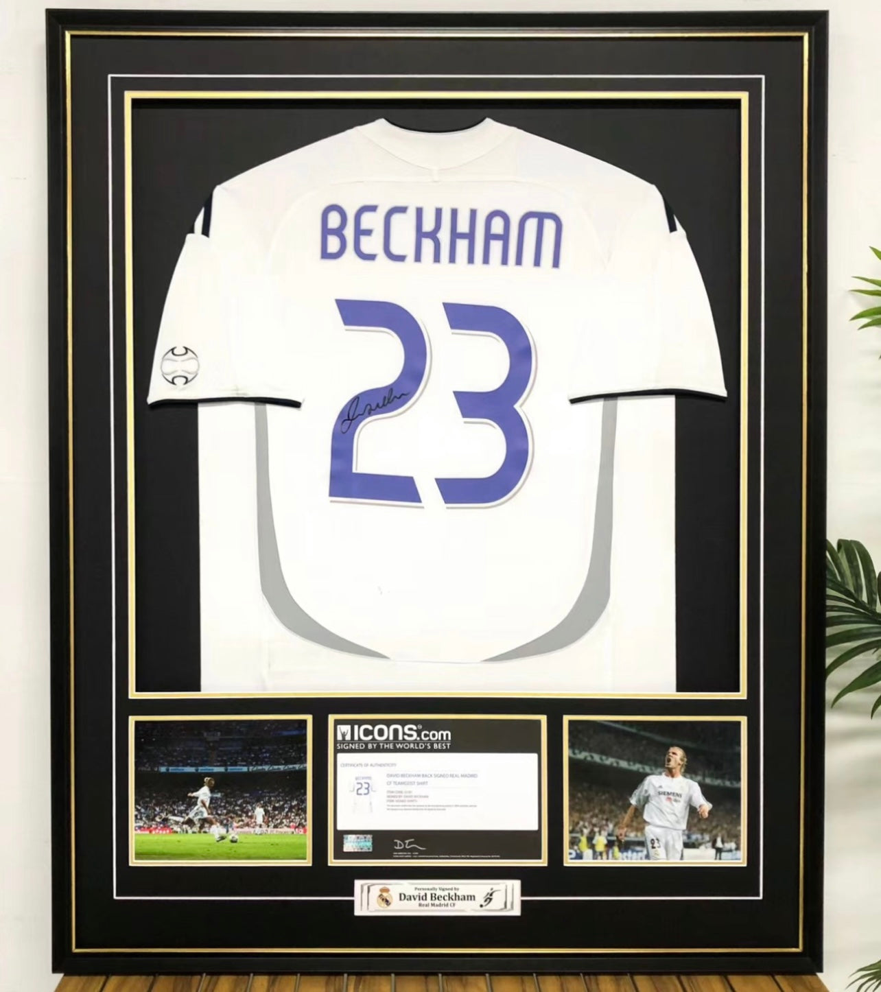 Real Madrid David Beckham Autographed Custom Framed Jersey