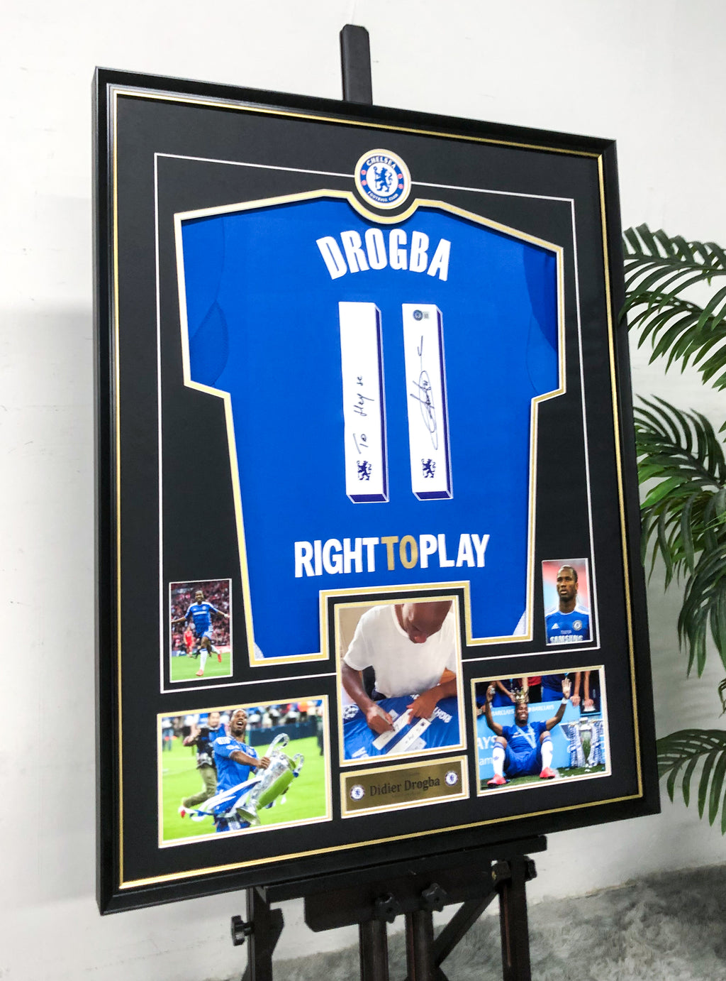 Didier Drogba Chelsea Signed Jersey Custom Framing