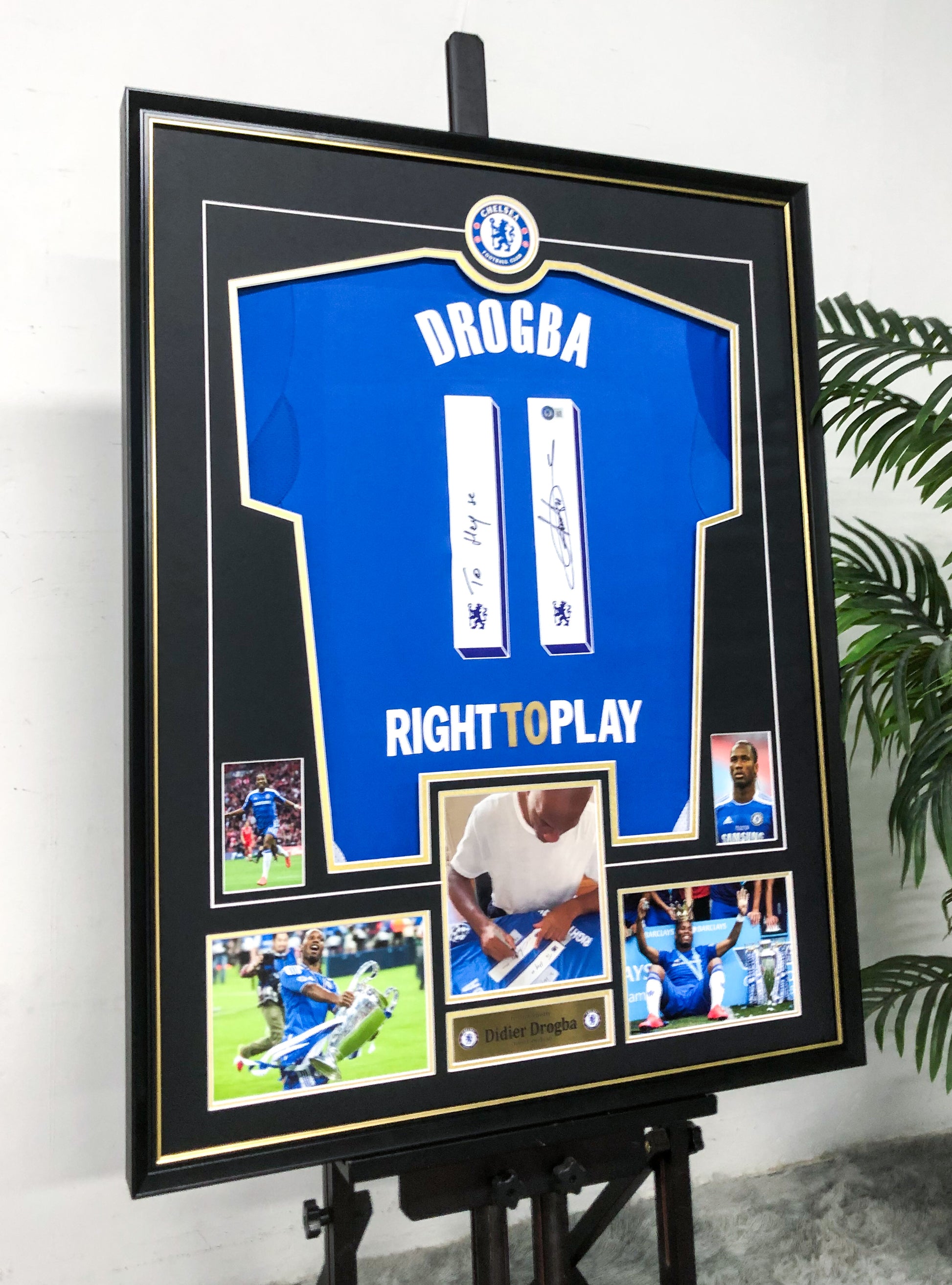 Didier Drogba Chelsea Signed Jersey Custom Framing