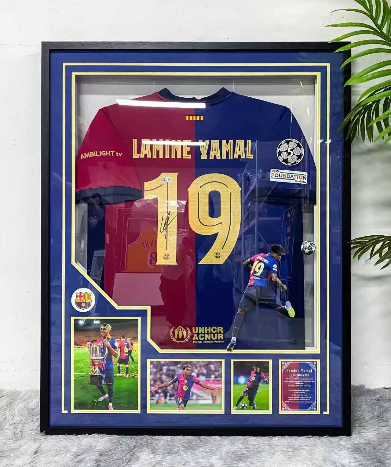 Lamine Yamal FC Barcelona Framed Signed Jersey