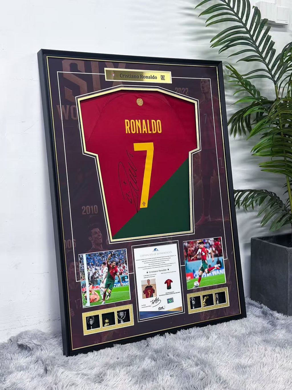 Cristiano Ronaldo Portugal Home Autographed Jersey Framing