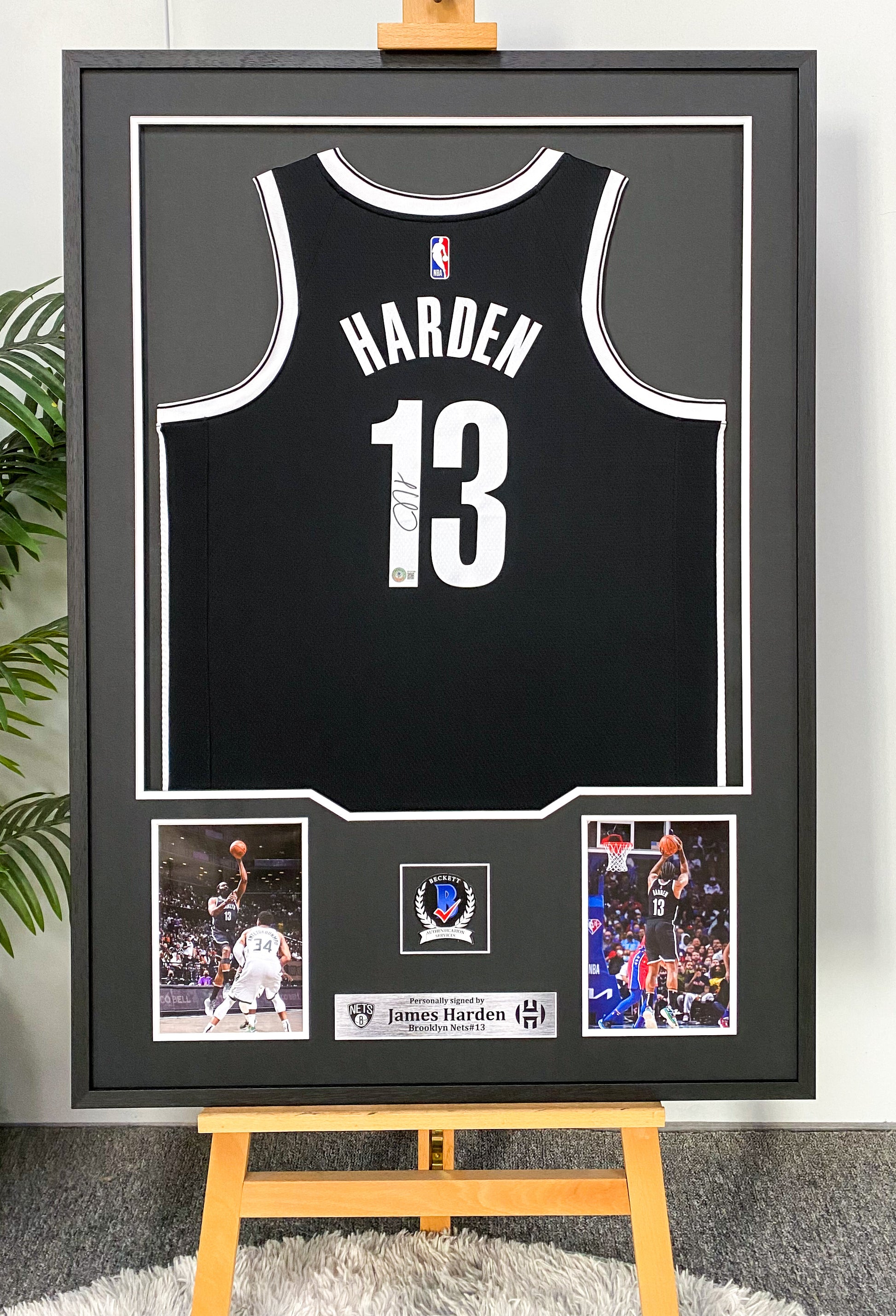 James Harden Brooklyn Nets Autographed Custom Framed Jersey