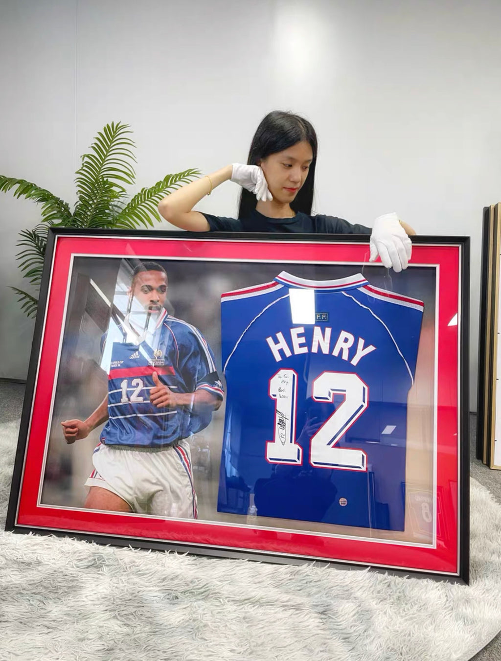Thierry Henry France National Team Autographed Custom Framed Jersey
