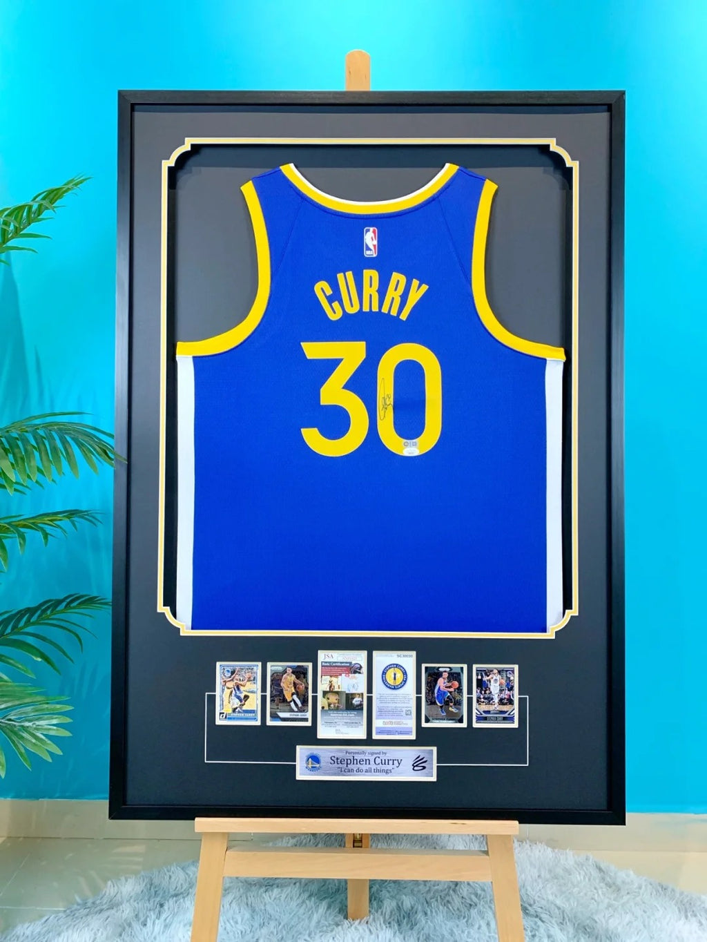 Golden State Warriors Stephen Curry Autographed Jersey with Standard Design Framed000021