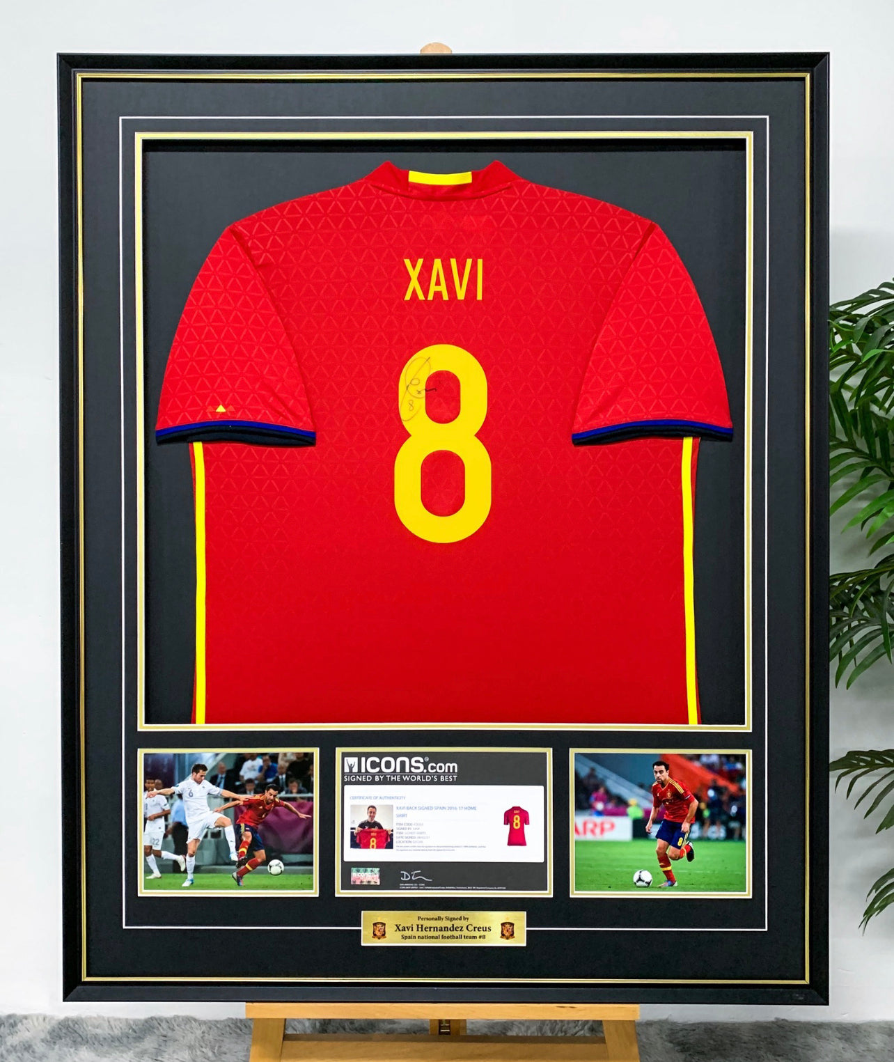 Xavi Hernandez Autographed Custom Framed National Team Jersey