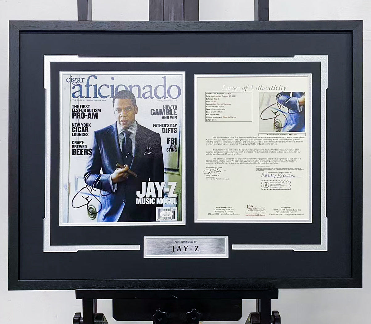 Jay‑Z Cigar Aficionado Signed Magazine Framed With JSA COA