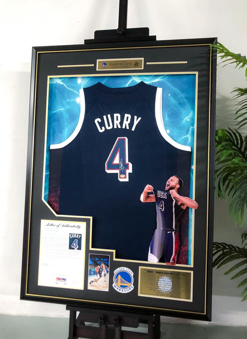 Stephen Curry Golden State Warriors Autographed Jersey Framed