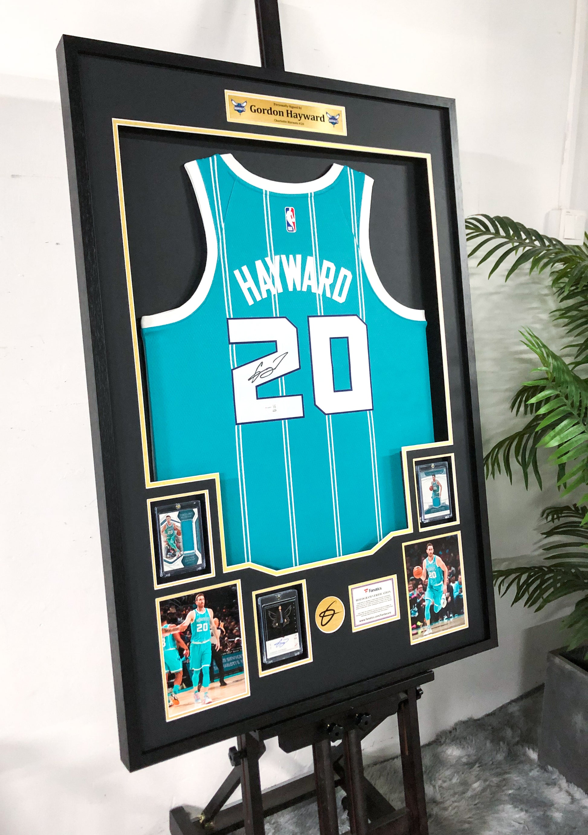 Gordon Hayward Charlotte Hornets Autographed Custom Framed Jersey
