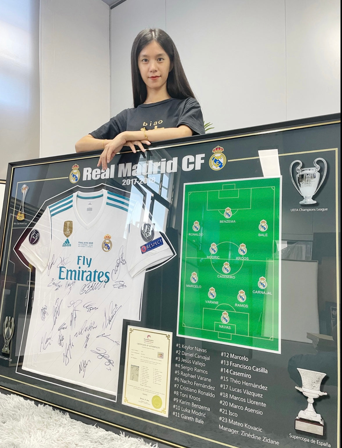 Real Madrid Autographed Framed Jersey