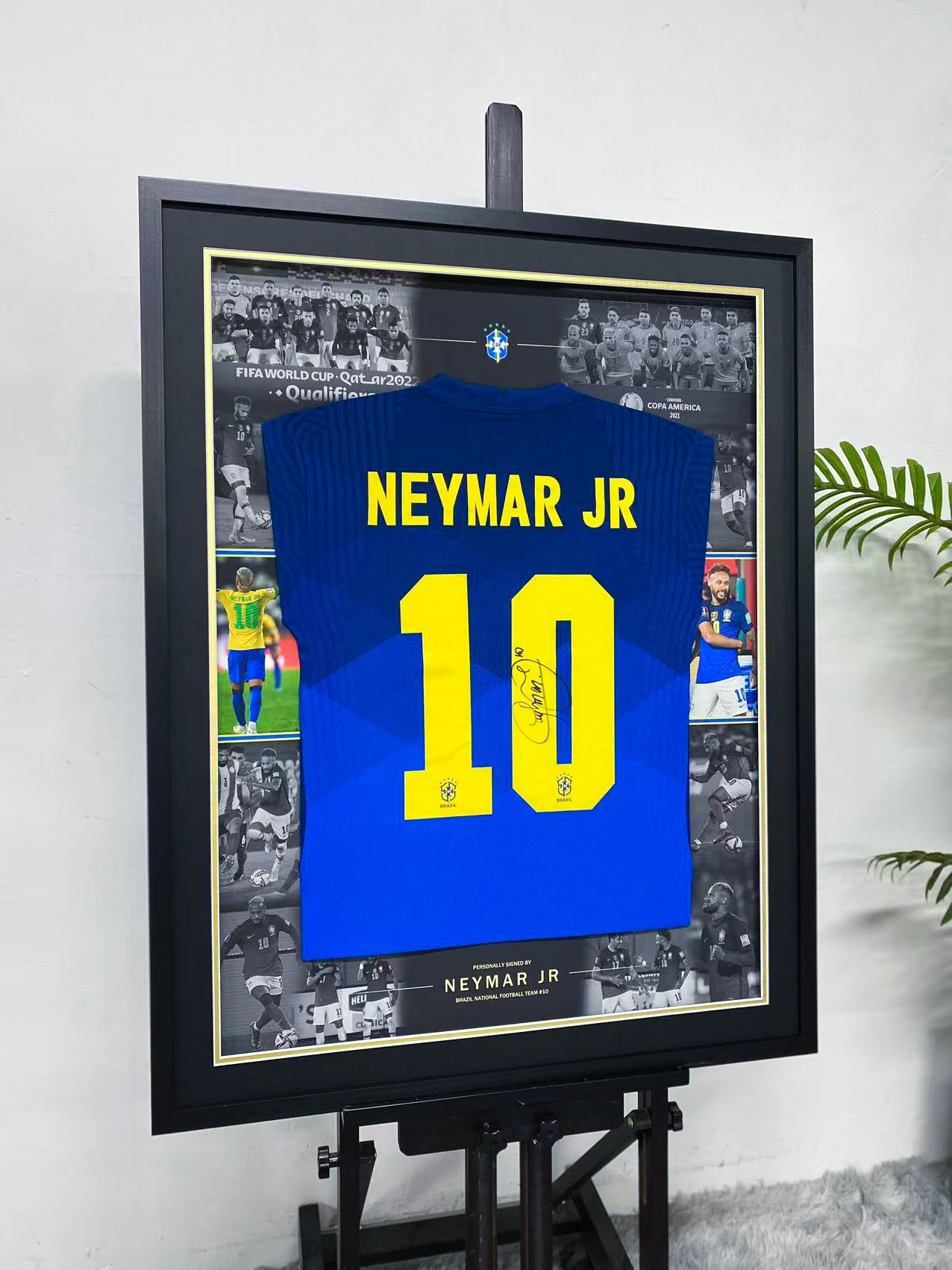 Neymar Jr Signed Brazil Framed Jersey