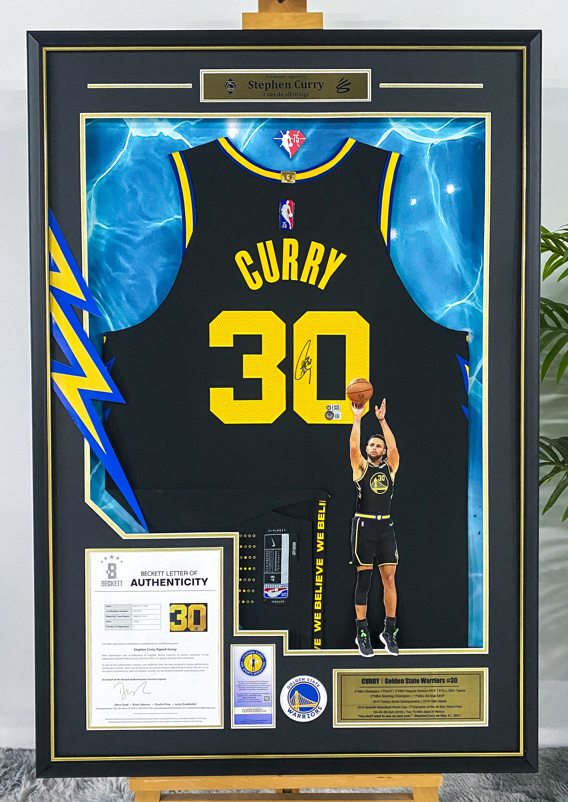 Stephen Curry Golden State Warriors Autographed Framed Jersey