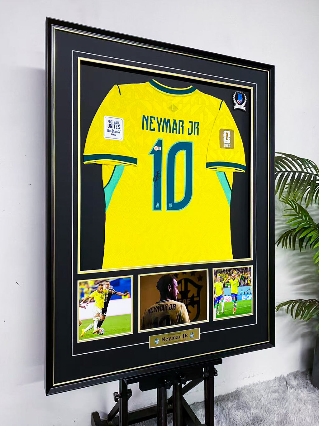 Neymar Jr Brazil #10 Signed Framed Jersey Collectible