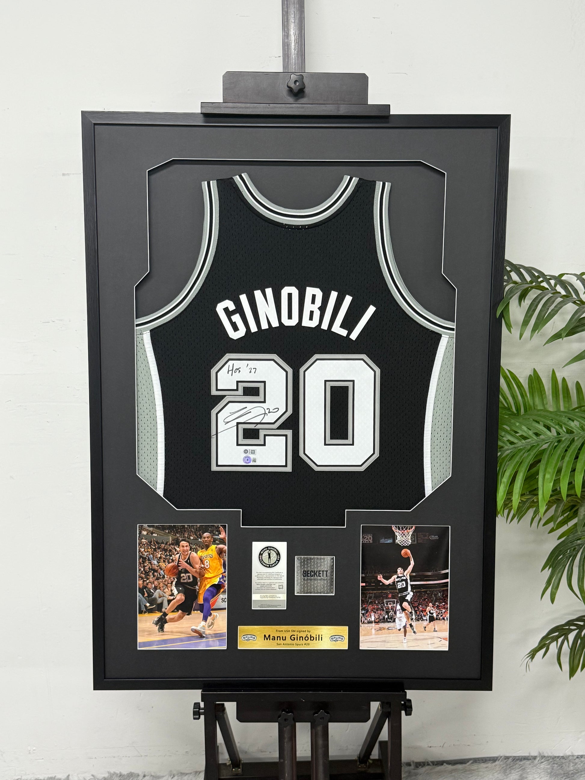 Manu Ginóbili San Antonio Spurs Autographed Jersey Framed