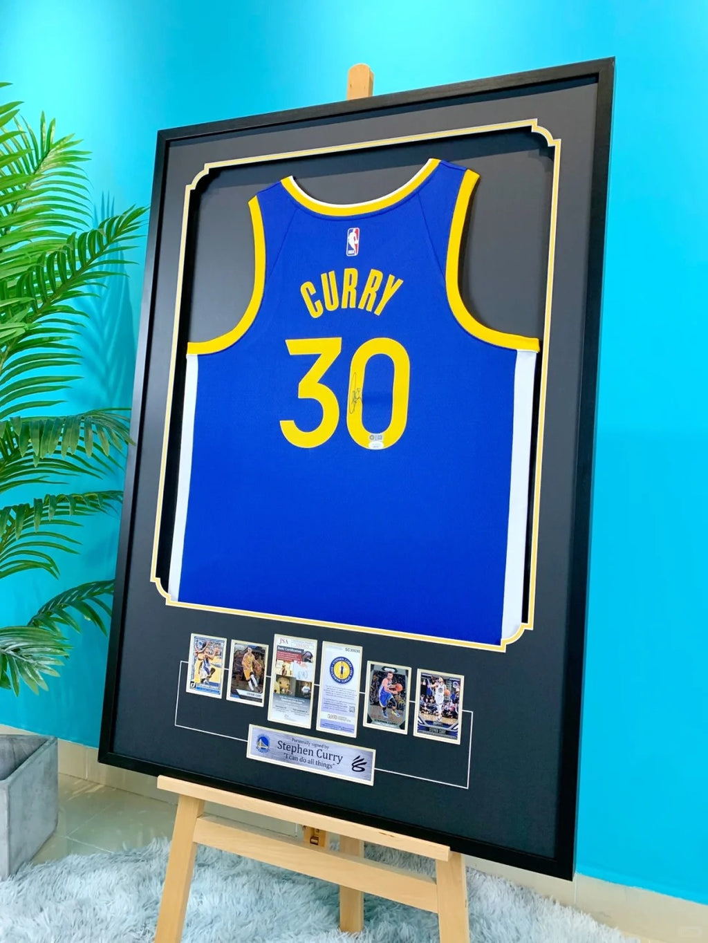 Golden State Warriors Stephen Curry Autographed Jersey with Standard Design Framed000021