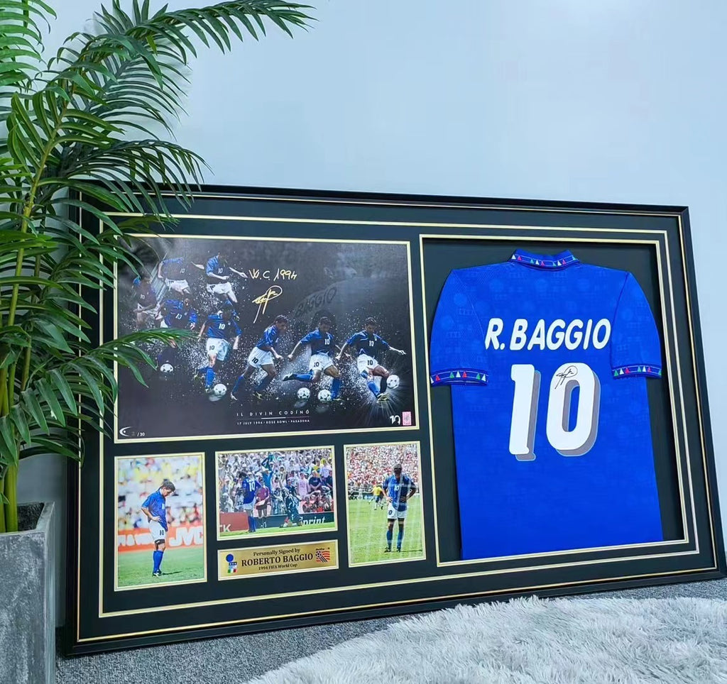 Roberto Baggio Italy Signed Jersey Framing