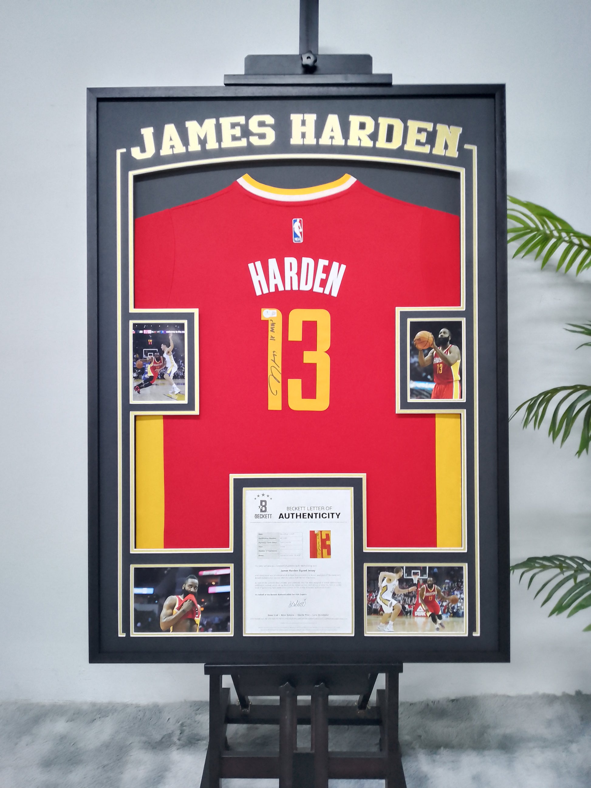 Houston Rockets James Harden Autographed Jersey with Personalized Custom Design Framed 00005