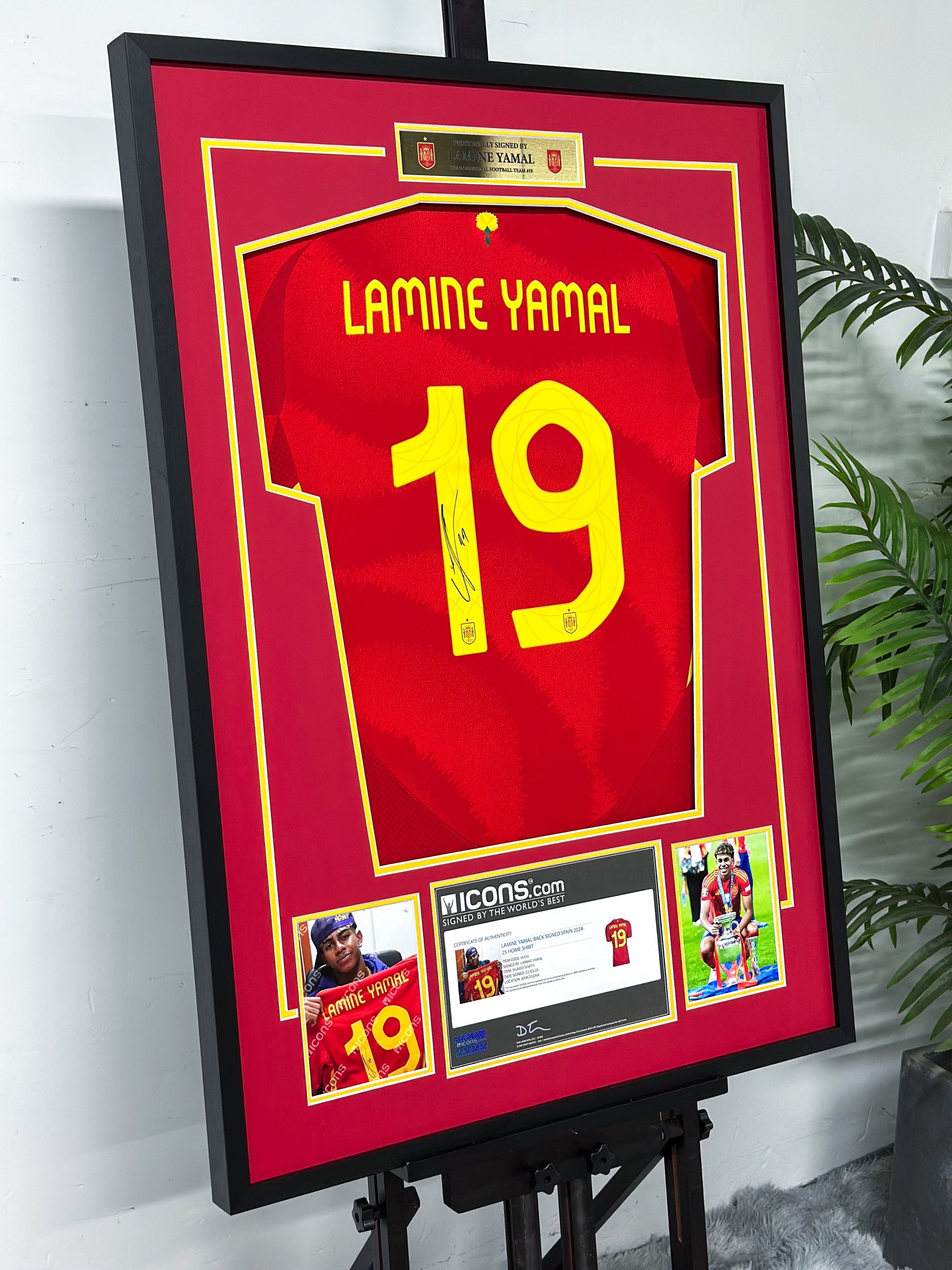 Lamine Yamal Spanish National Team Autographed Jersey Framed