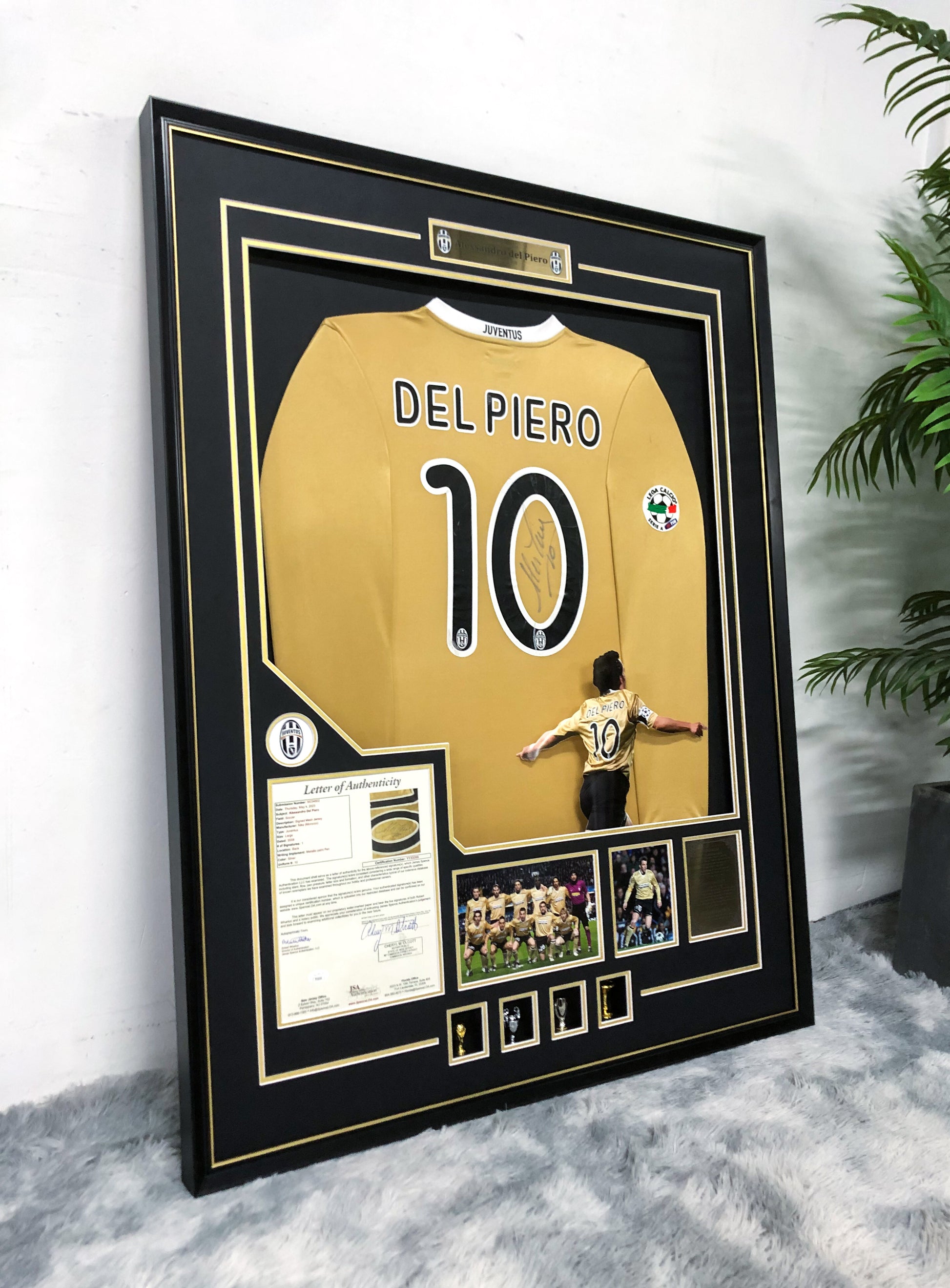 Del Piero Juventus F.C. Autographed Custom Framed Jersey