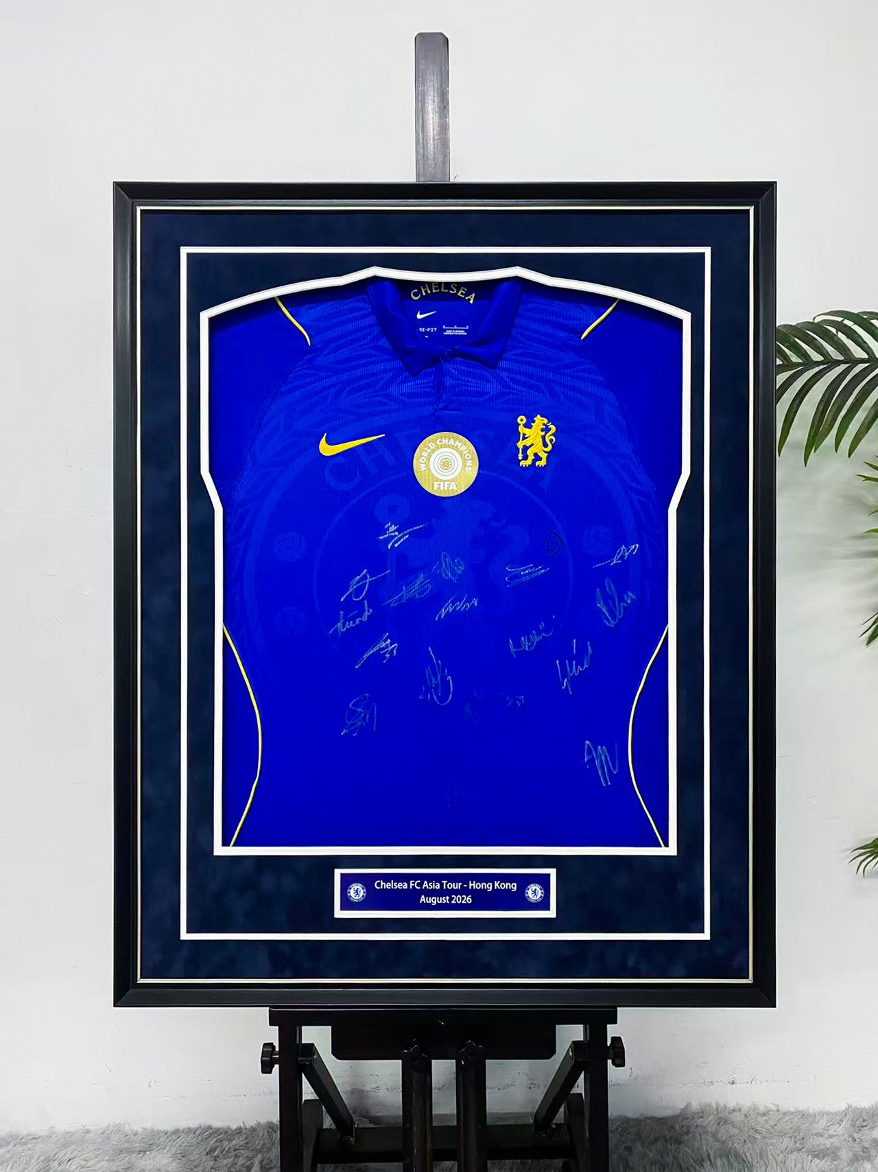 Chelsea FC Asia Tour‑Hong Kong Team‑Signed Jersey Framing