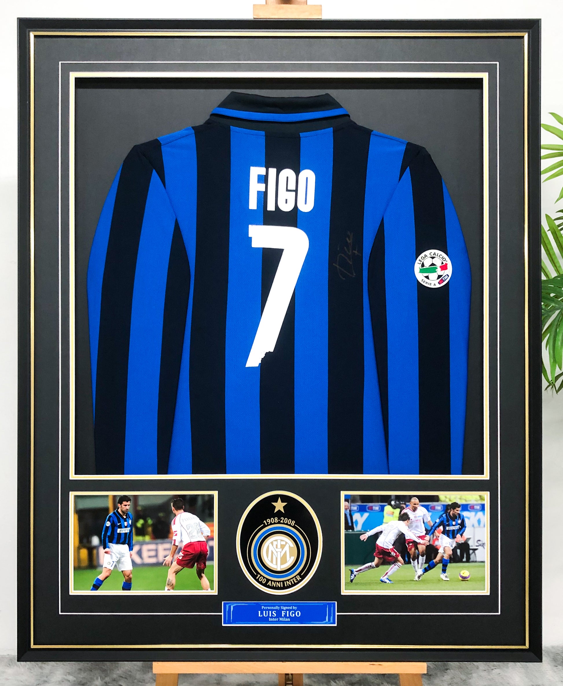 Luis Figo Inter Milan Autographed Jersey Framed