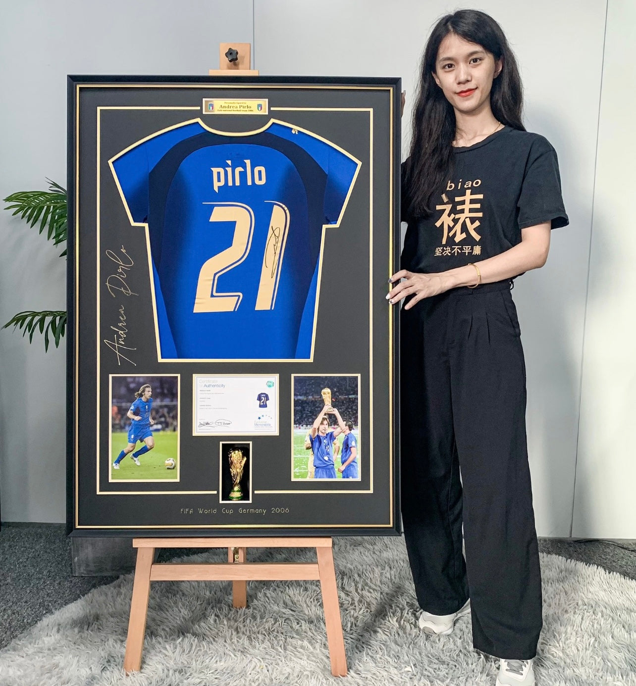 Andrea Pirlo Italy National Team Autographed Custom Framed Jersey